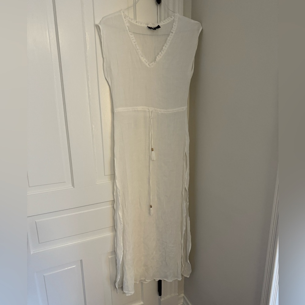 White maxi swim cover up